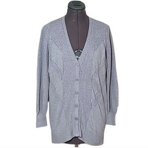 M Victoria's Secret Cardigan Sweater Blue Knit Cotton Cashmere Blend